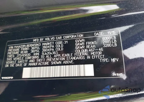 2016 Volvo Xc90 T6 Inscription from USA, damaged, VIN YV4A22PL8G1045943